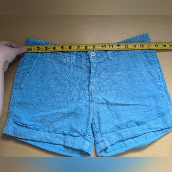 NWT 120% Lino Made In Italy Women Short 100% Linen Blue Size 42 Eur = Medium 32 - Picture 8 of 9